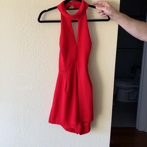ASTR red mini romper with pockets